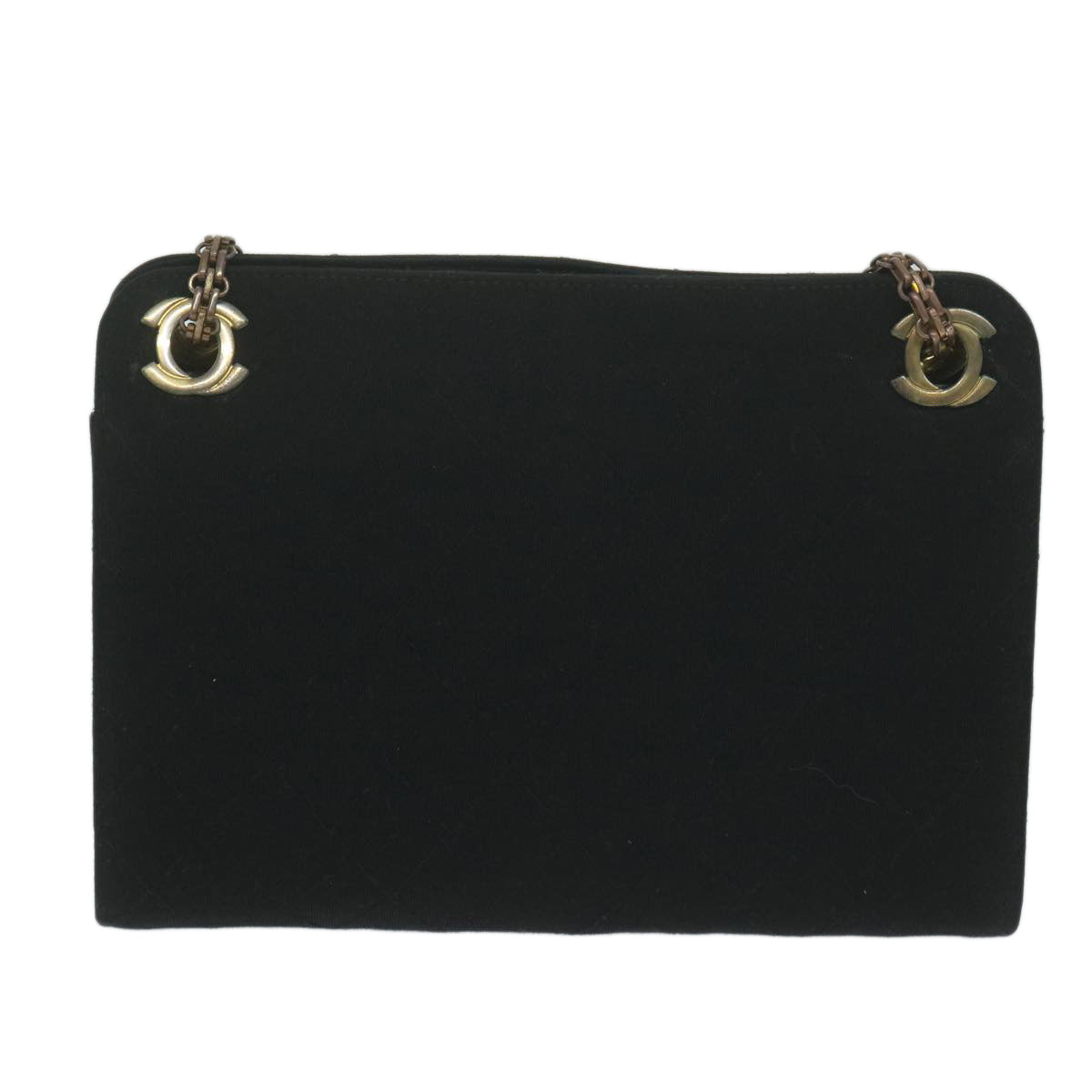 CHANEL Chain Shoulder Bag Cotton Black CC bs11474