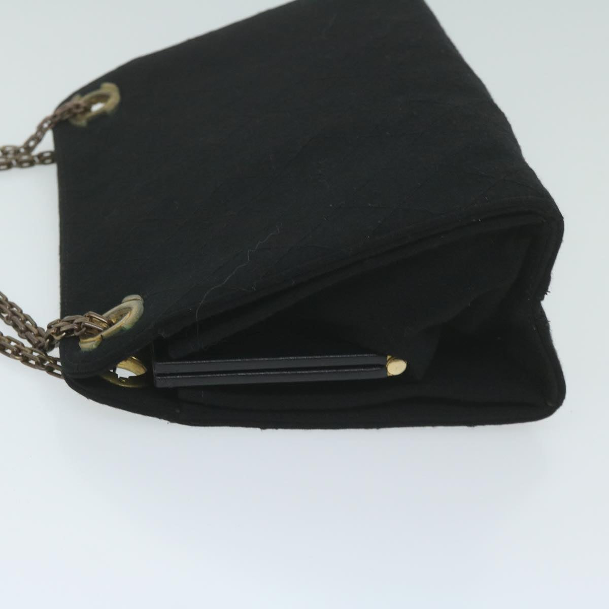 CHANEL Chain Shoulder Bag Cotton Black CC bs11474