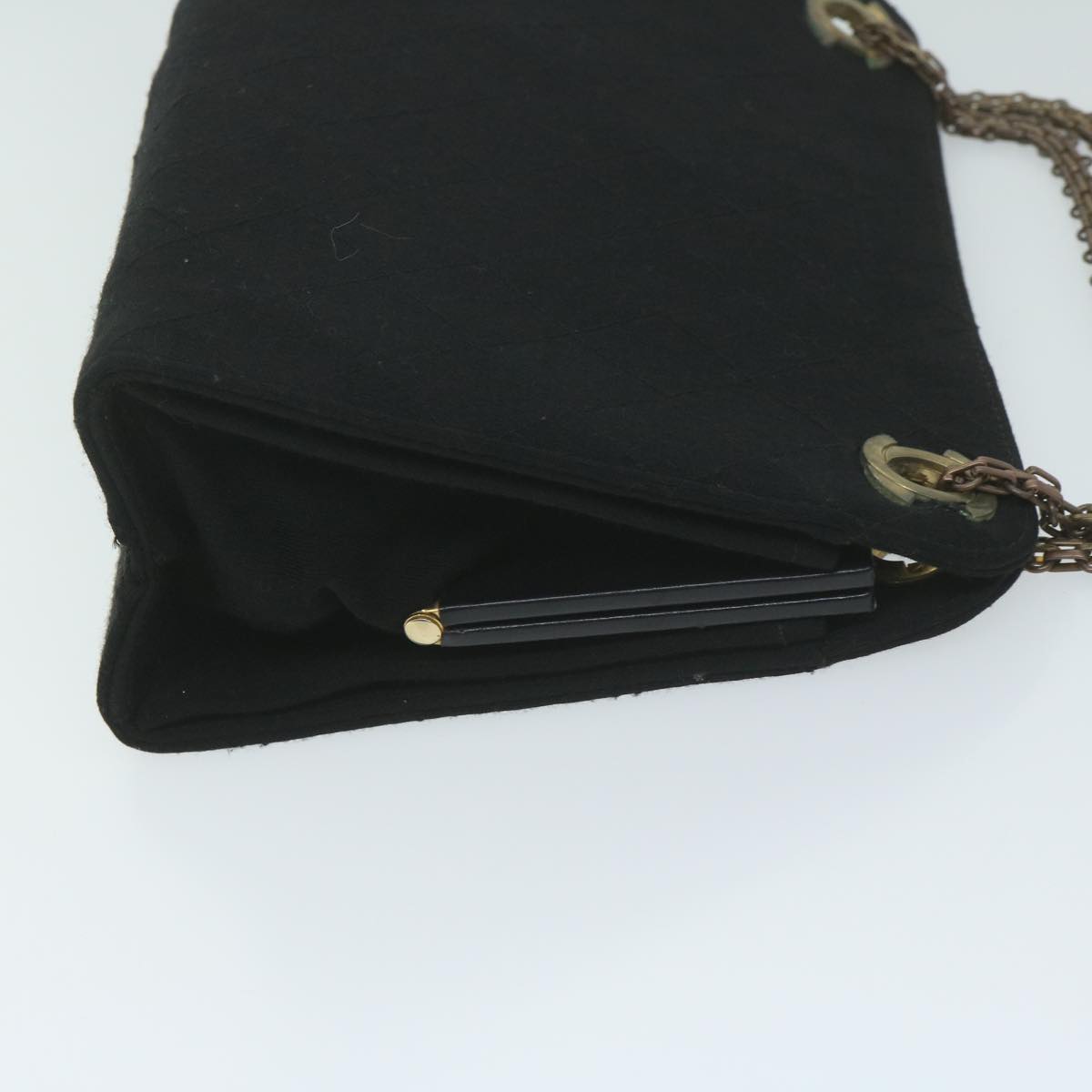 CHANEL Chain Shoulder Bag Cotton Black CC bs11474