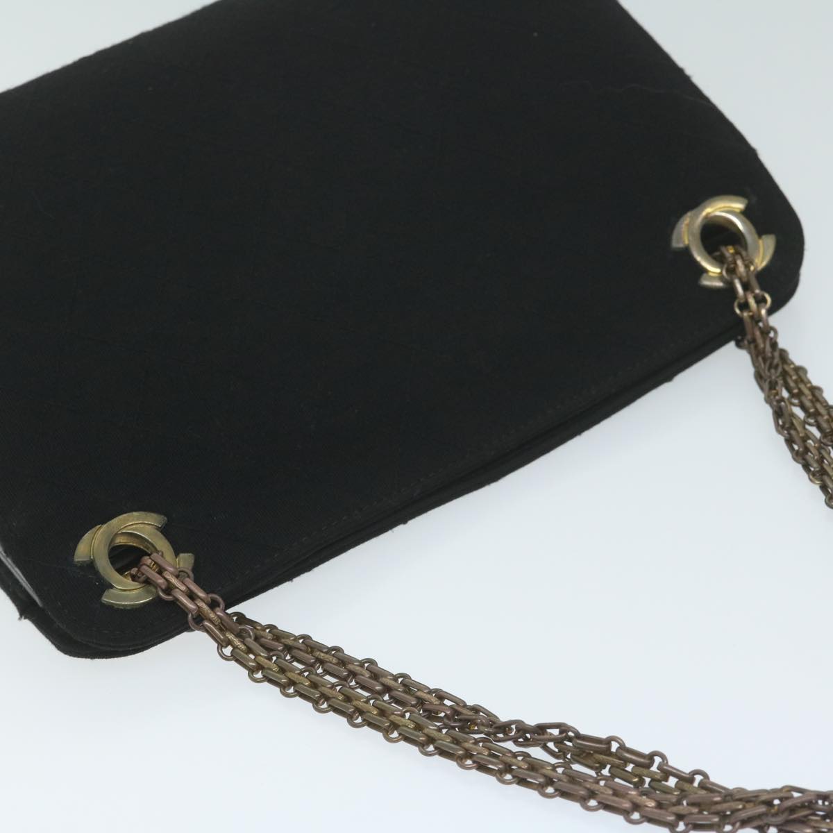 CHANEL Chain Shoulder Bag Cotton Black CC bs11474