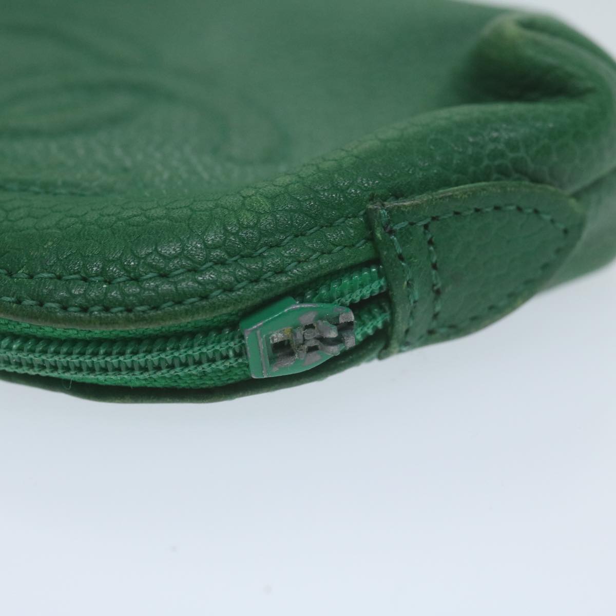 CHANEL Pouch Caviar Skin 2Set Green CC bs11757