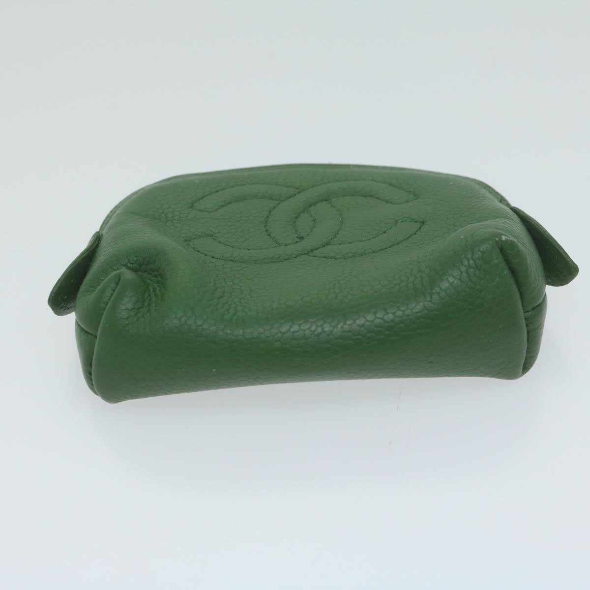 CHANEL Pouch Caviar Skin 2Set Green CC bs11757