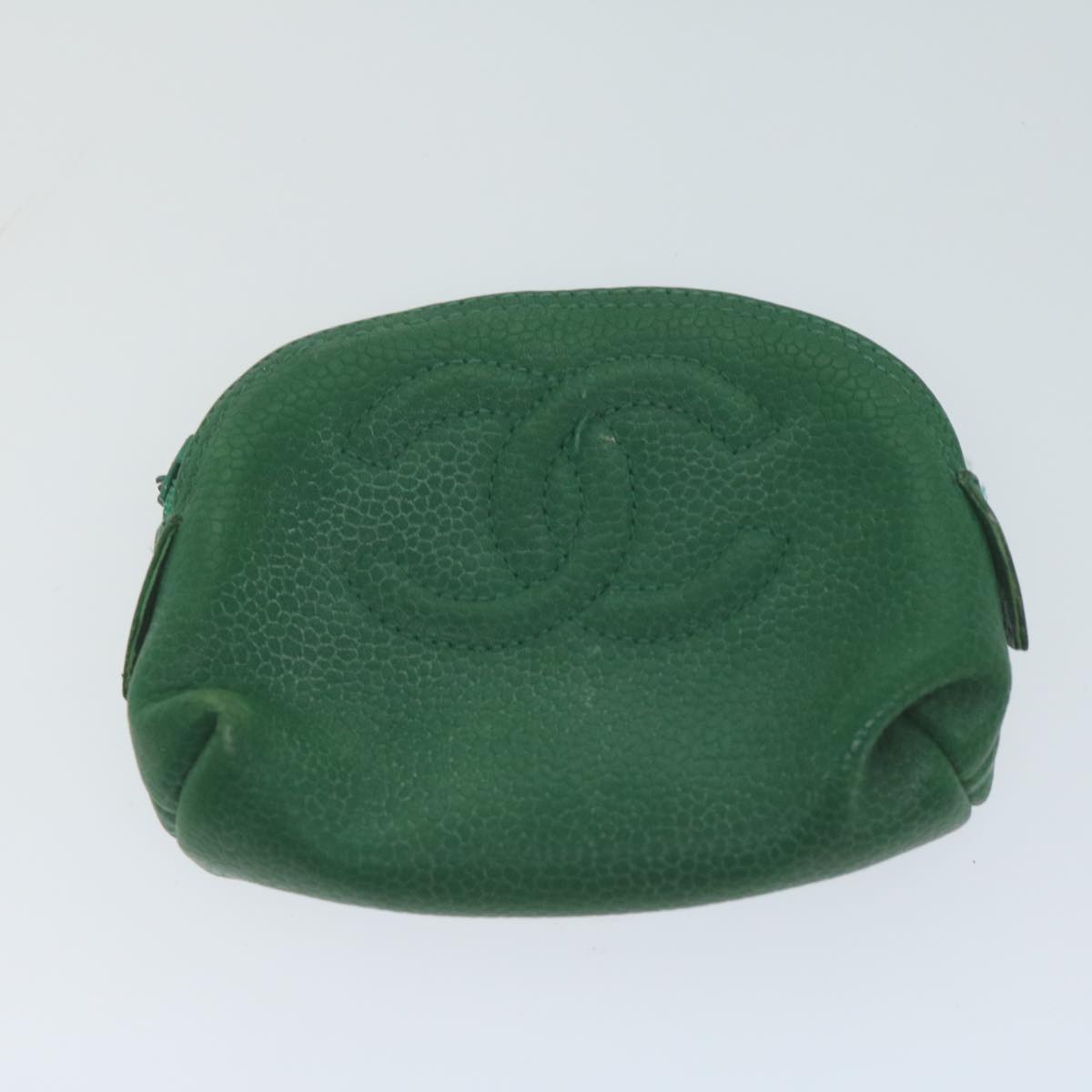 CHANEL Pouch Caviar Skin 2Set Green CC bs11757