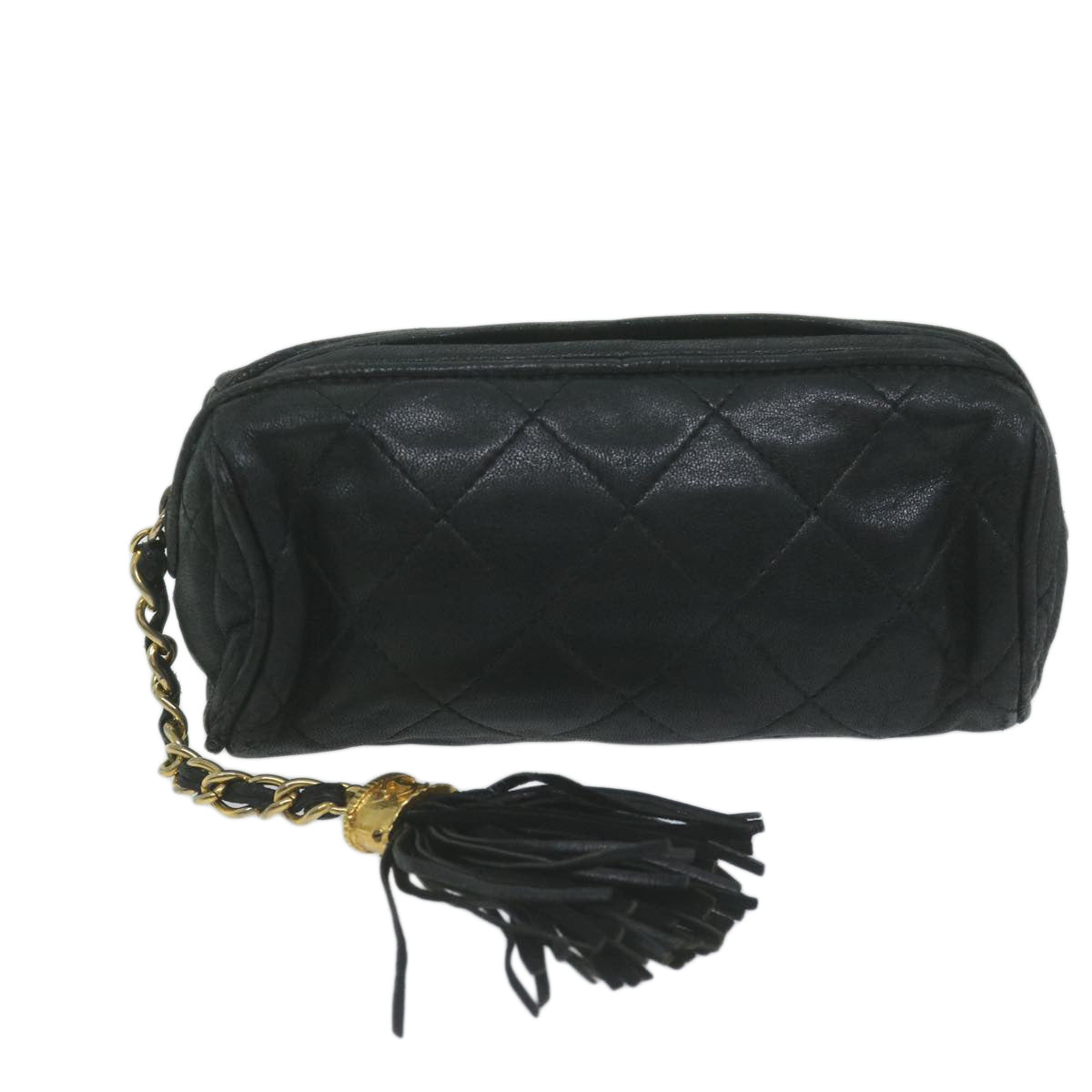 CHANEL Pouch Lamb Skin Black CC bs11890