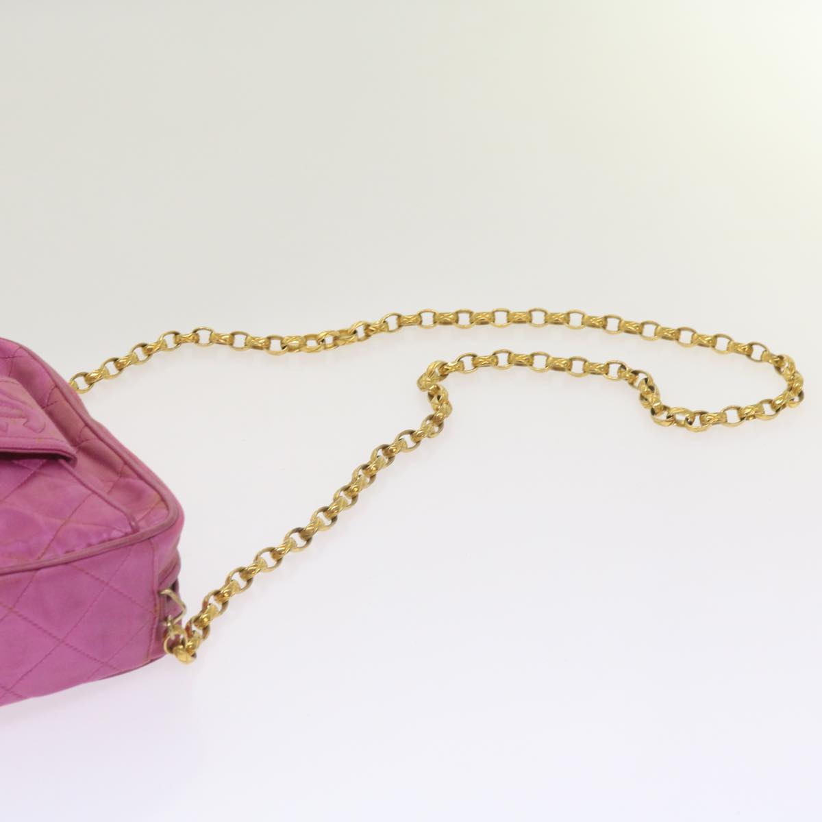 CHANEL Chain Shoulder Bag Satin Pink CC bs12068