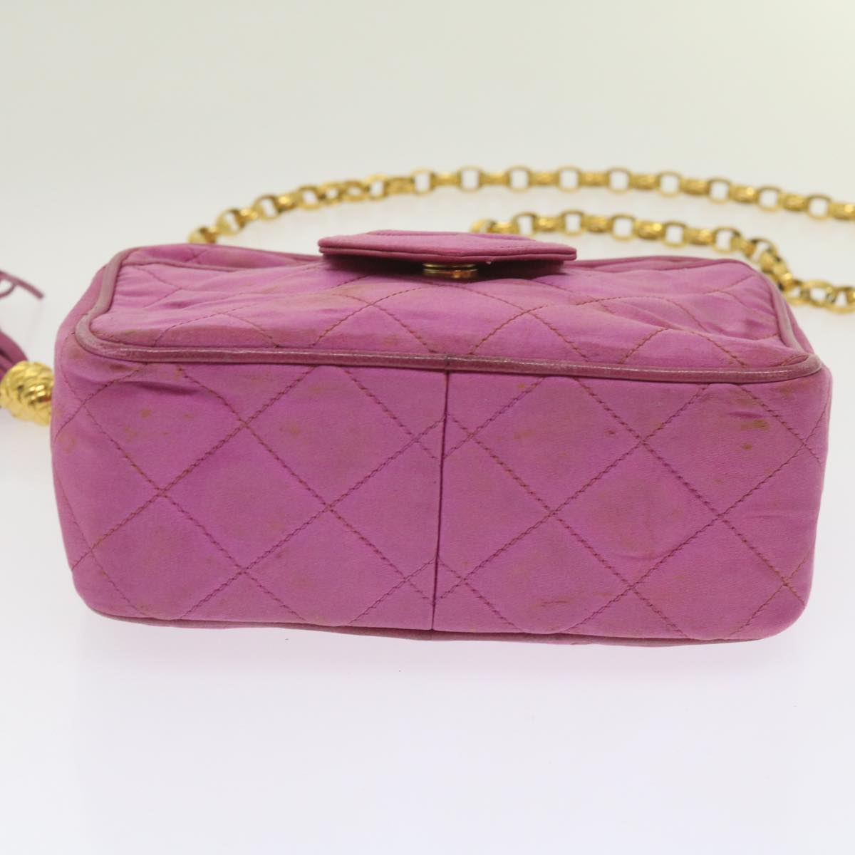 CHANEL Chain Shoulder Bag Satin Pink CC bs12068