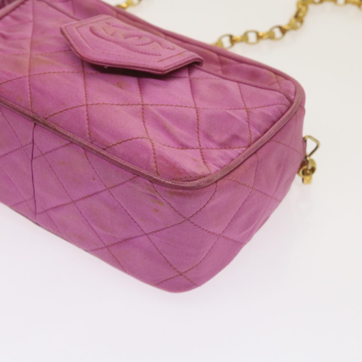 CHANEL Chain Shoulder Bag Satin Pink CC bs12068