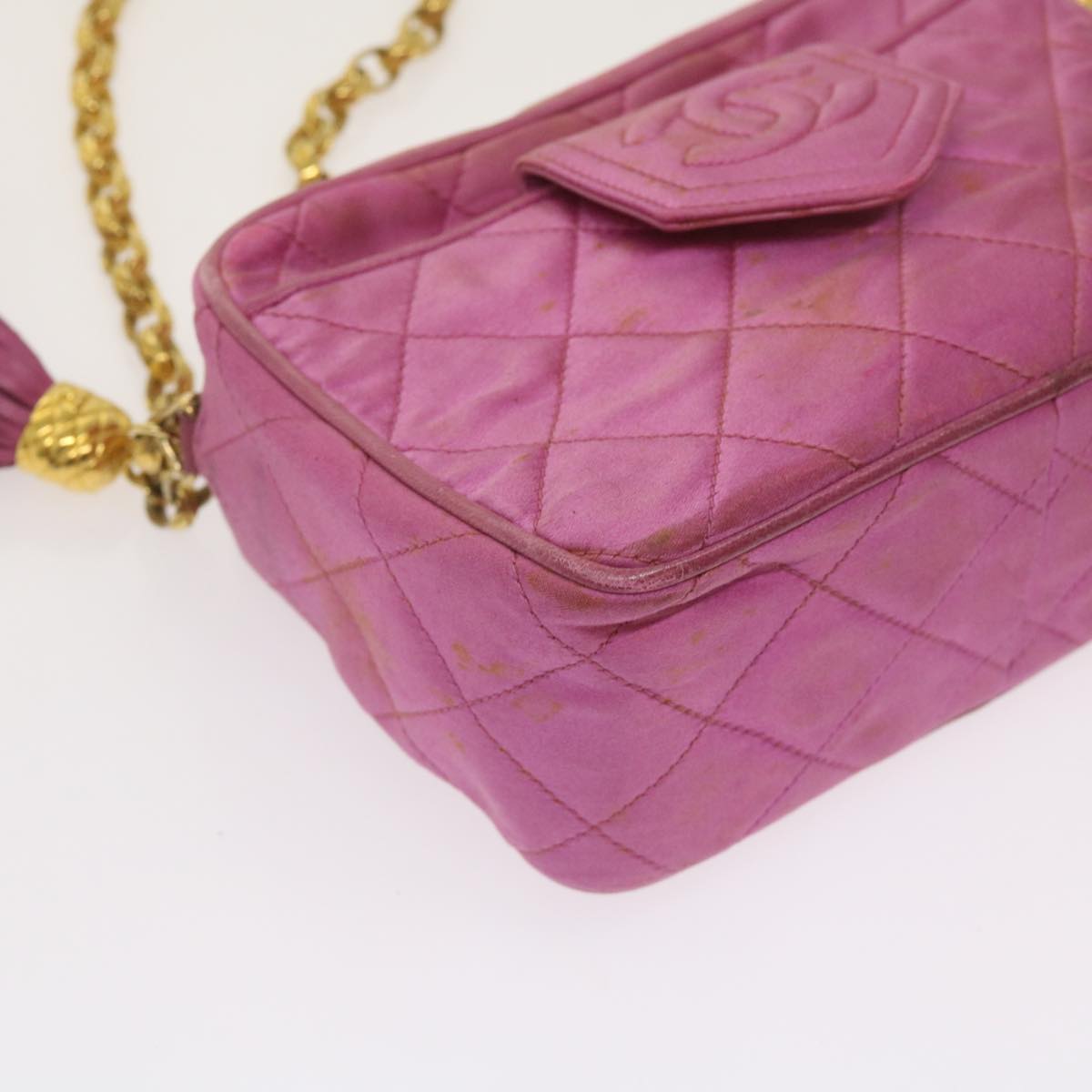 CHANEL Chain Shoulder Bag Satin Pink CC bs12068