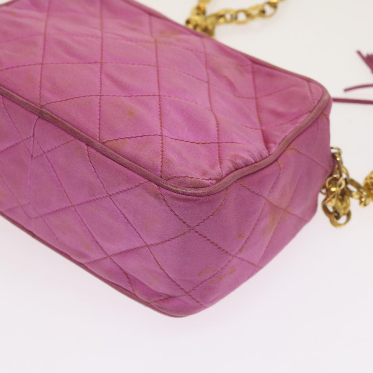 CHANEL Chain Shoulder Bag Satin Pink CC bs12068