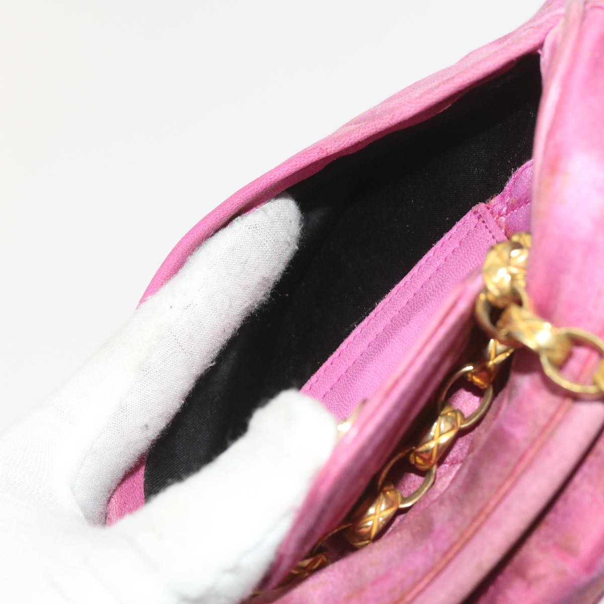 CHANEL Chain Shoulder Bag Satin Pink CC bs12068