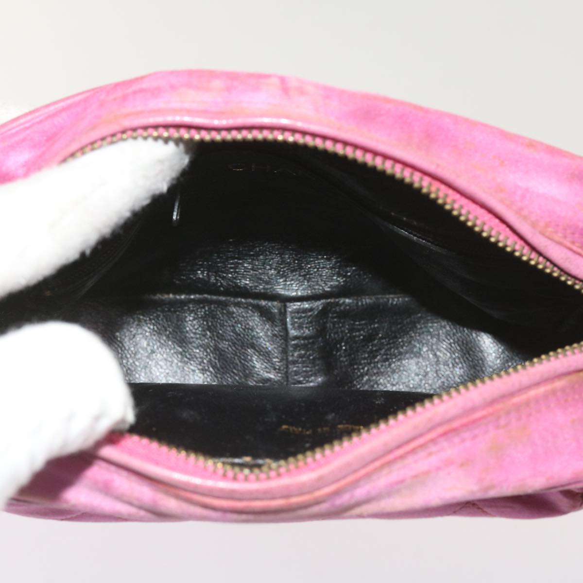 CHANEL Chain Shoulder Bag Satin Pink CC bs12068