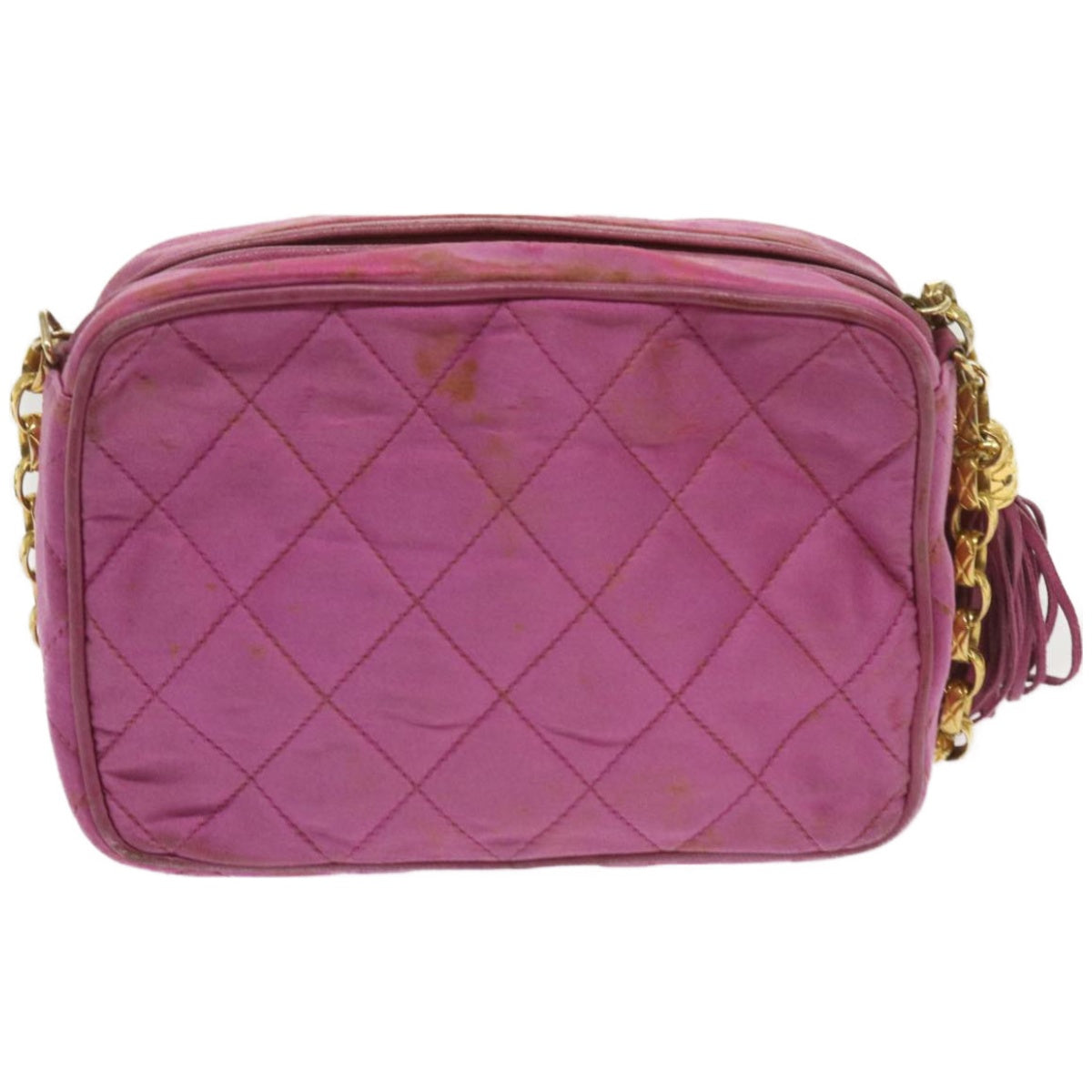 CHANEL Chain Shoulder Bag Satin Pink CC bs12068