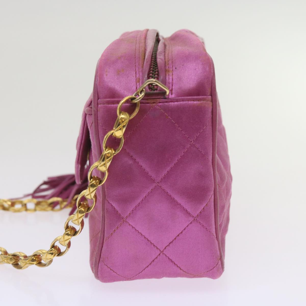 CHANEL Chain Shoulder Bag Satin Pink CC bs12068