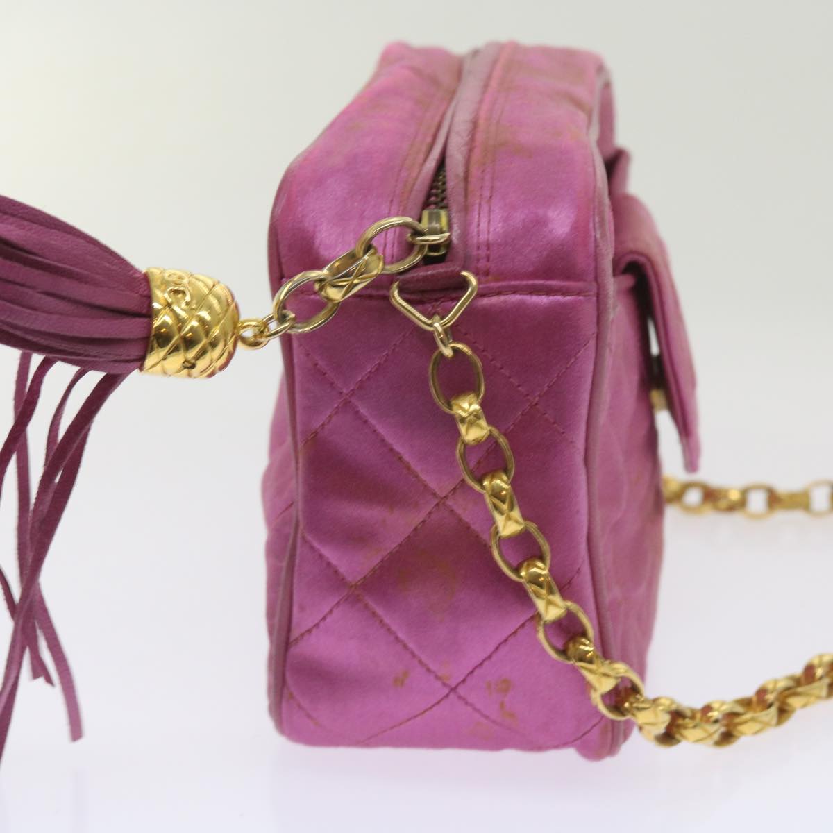 CHANEL Chain Shoulder Bag Satin Pink CC bs12068