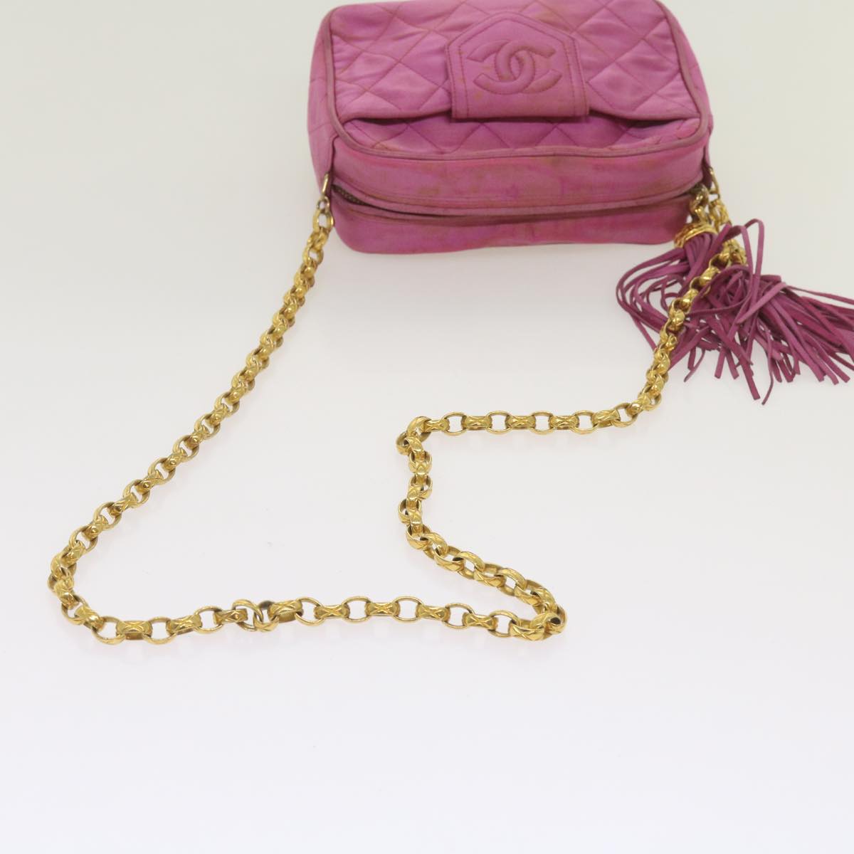 CHANEL Chain Shoulder Bag Satin Pink CC bs12068
