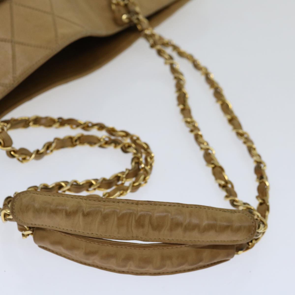 CHANEL Chain Shoulder Bag Leather Beige CC bs12132