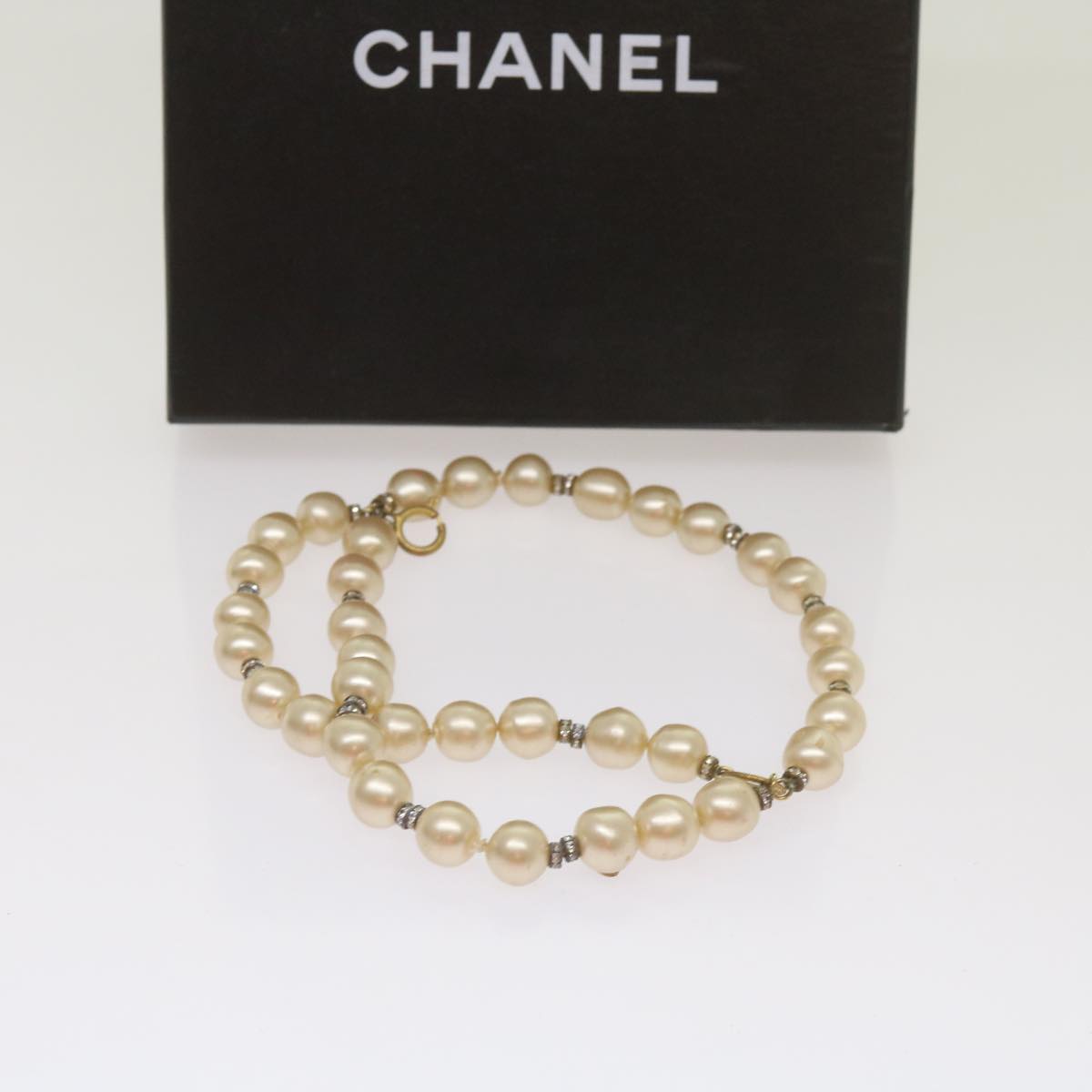CHANEL Pearl Bracelet metal White CC bs12272