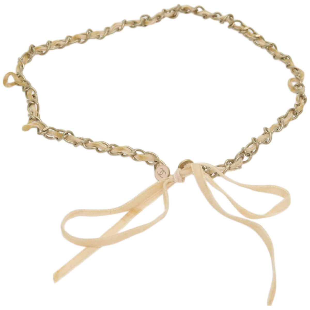 CHANEL Ribbon Chain metal Pink CC bs12327
