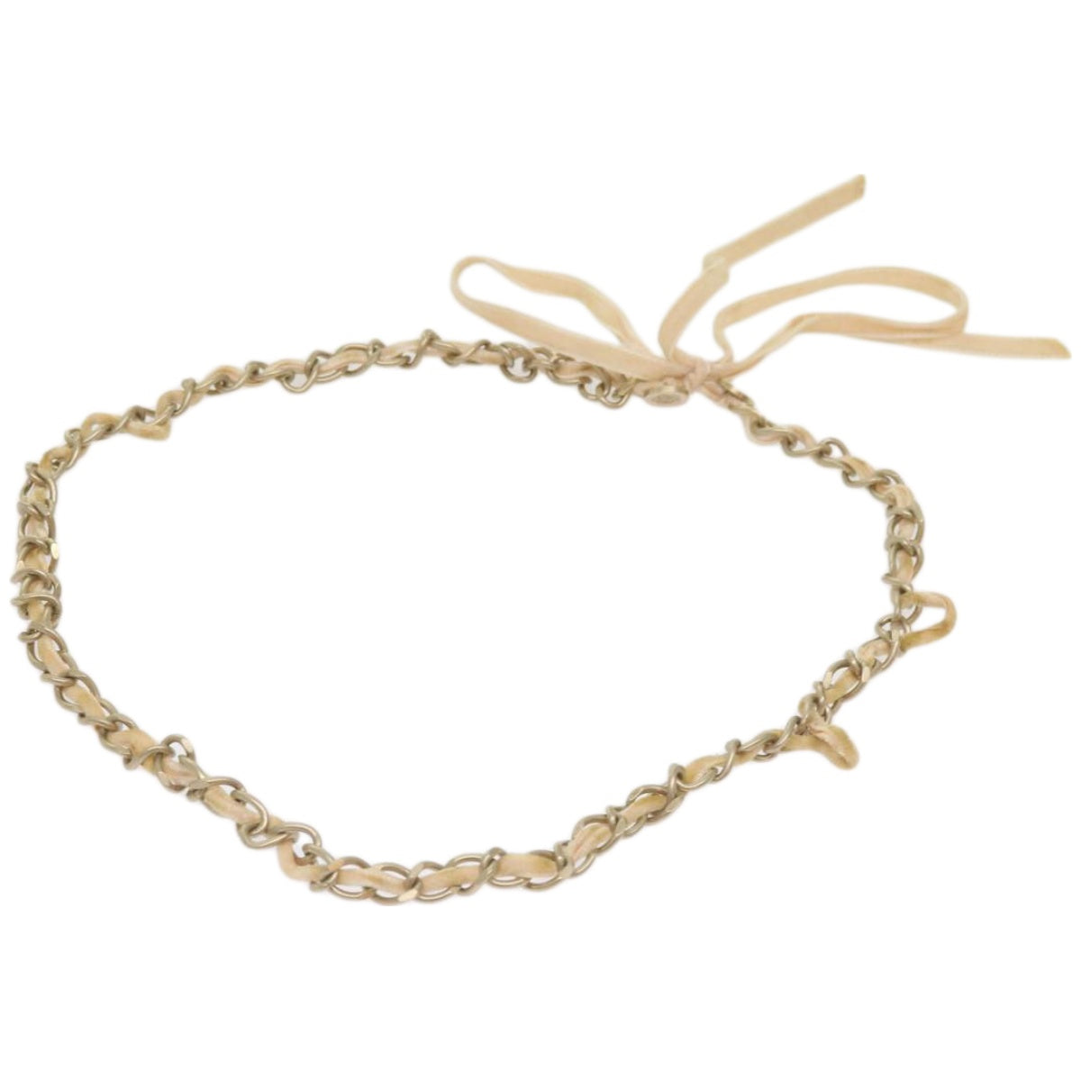 CHANEL Ribbon Chain metal Pink CC bs12327