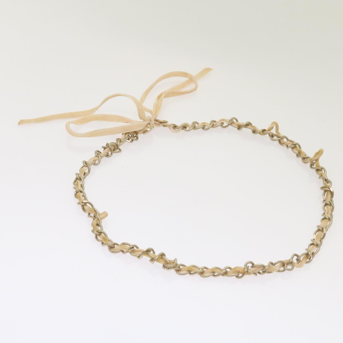 CHANEL Ribbon Chain metal Pink CC bs12327