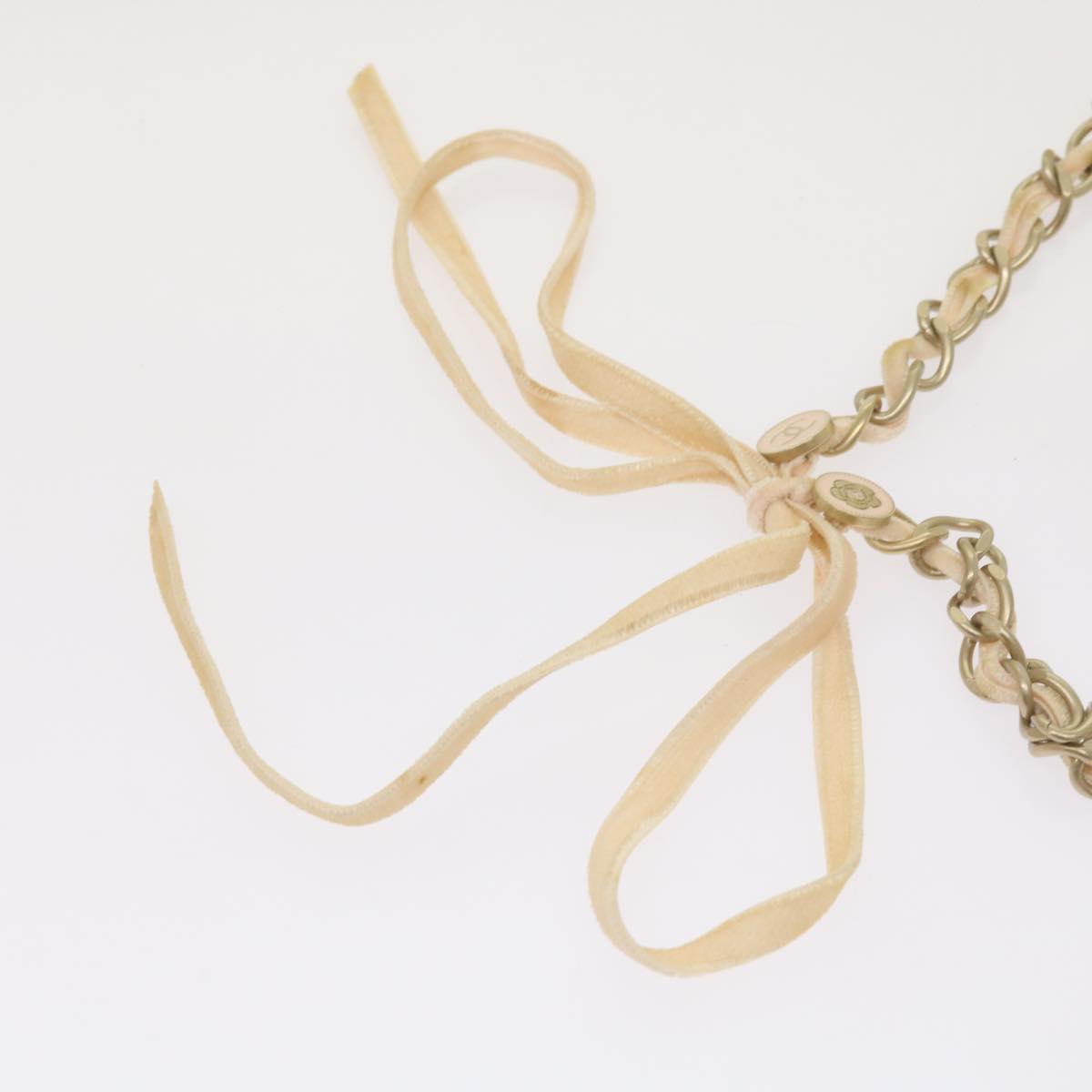 CHANEL Ribbon Chain metal Pink CC bs12327
