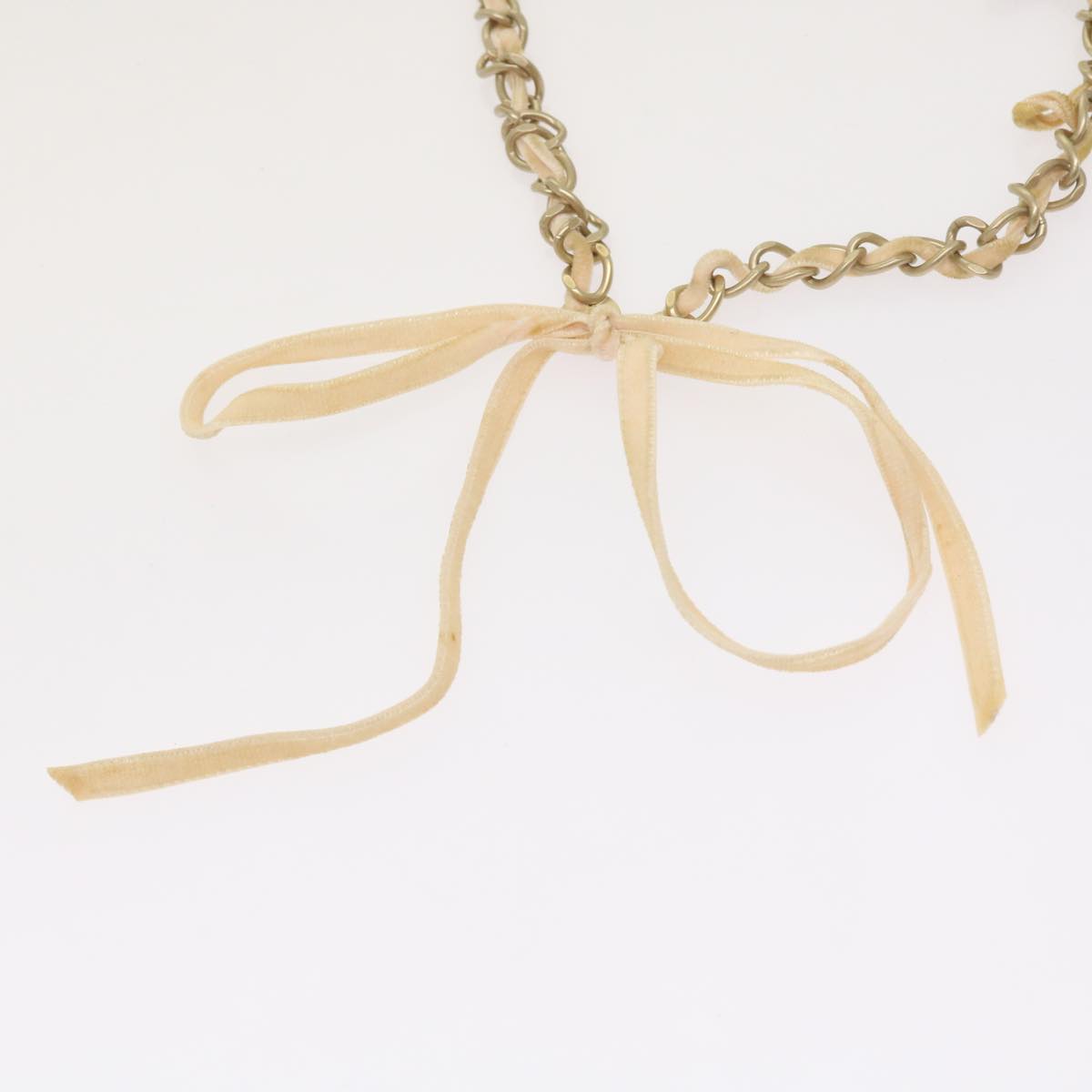 CHANEL Ribbon Chain metal Pink CC bs12327