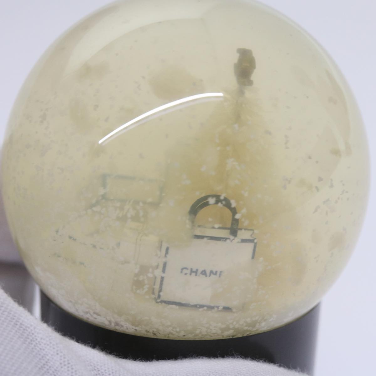 CHANEL Snow Globe plastic Black Clear CC bs12466