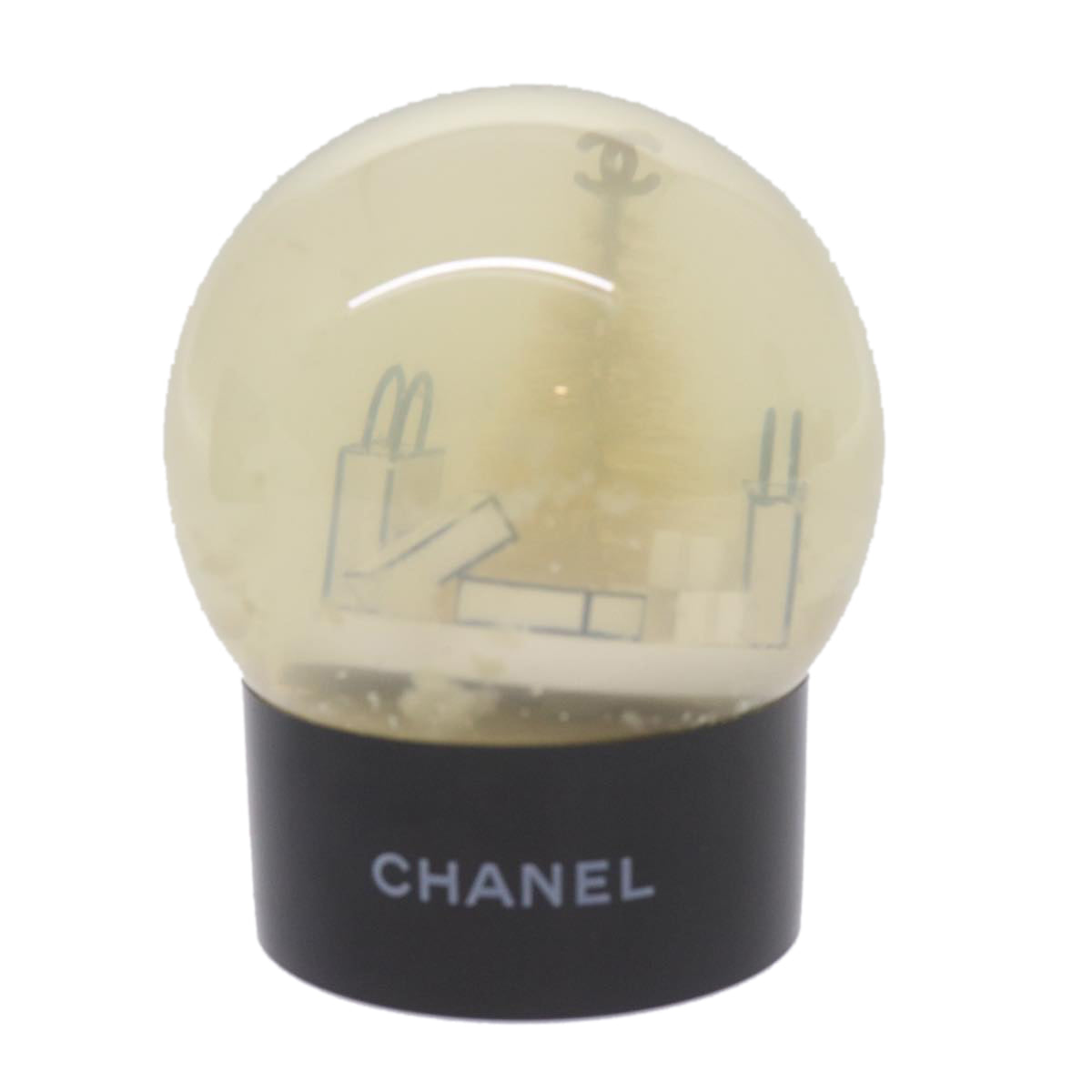 CHANEL Snow Globe plastic Black Clear CC bs12466