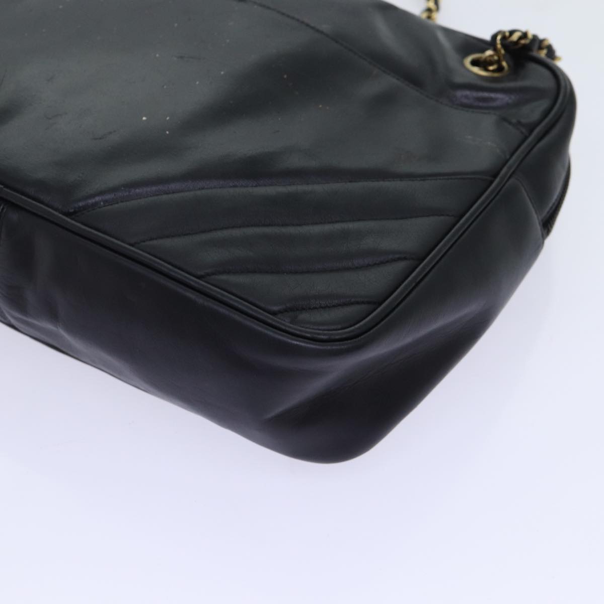 CHANEL Matelasse Chain Shoulder Bag Leather Black CC bs13119