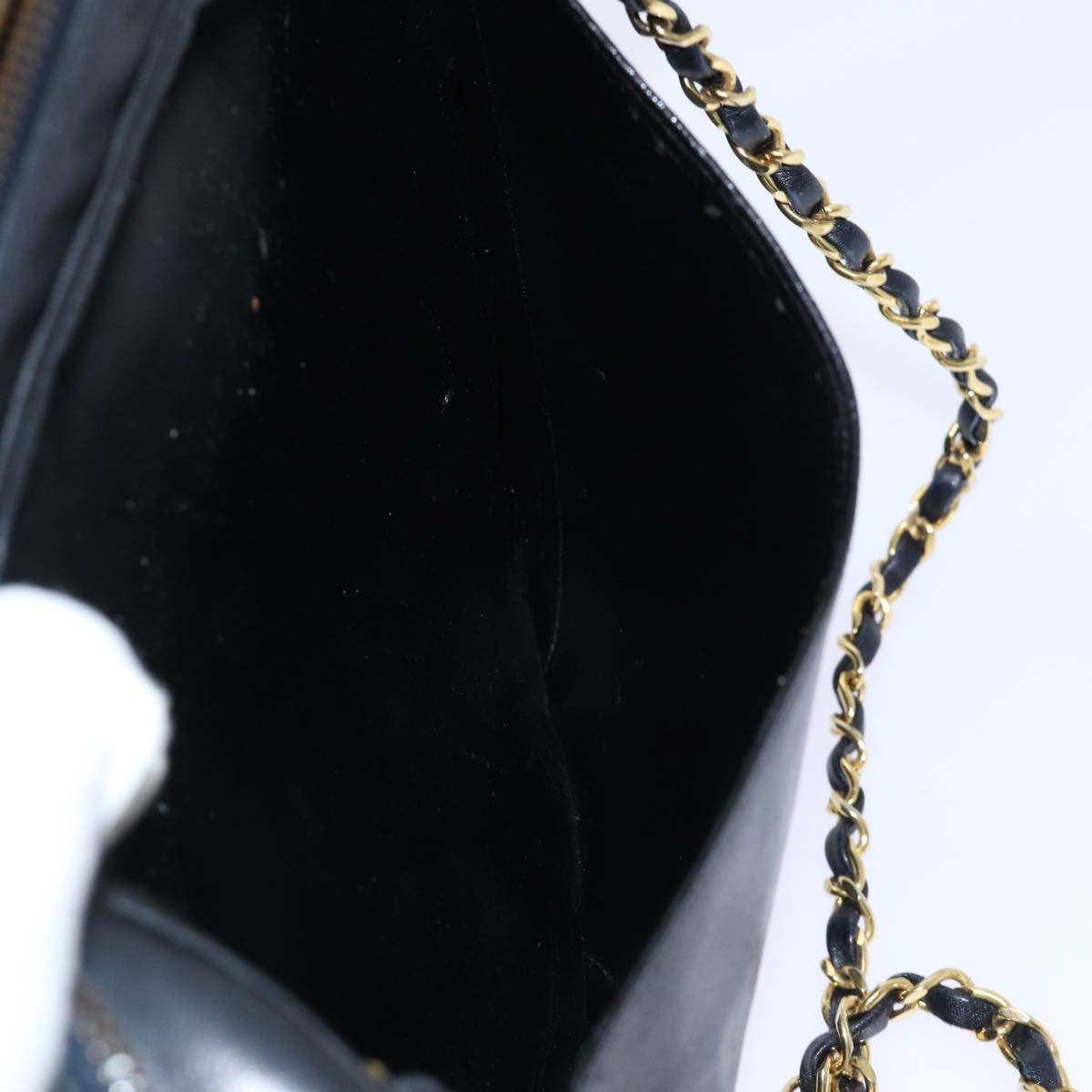 CHANEL Matelasse Chain Shoulder Bag Leather Black CC bs13119