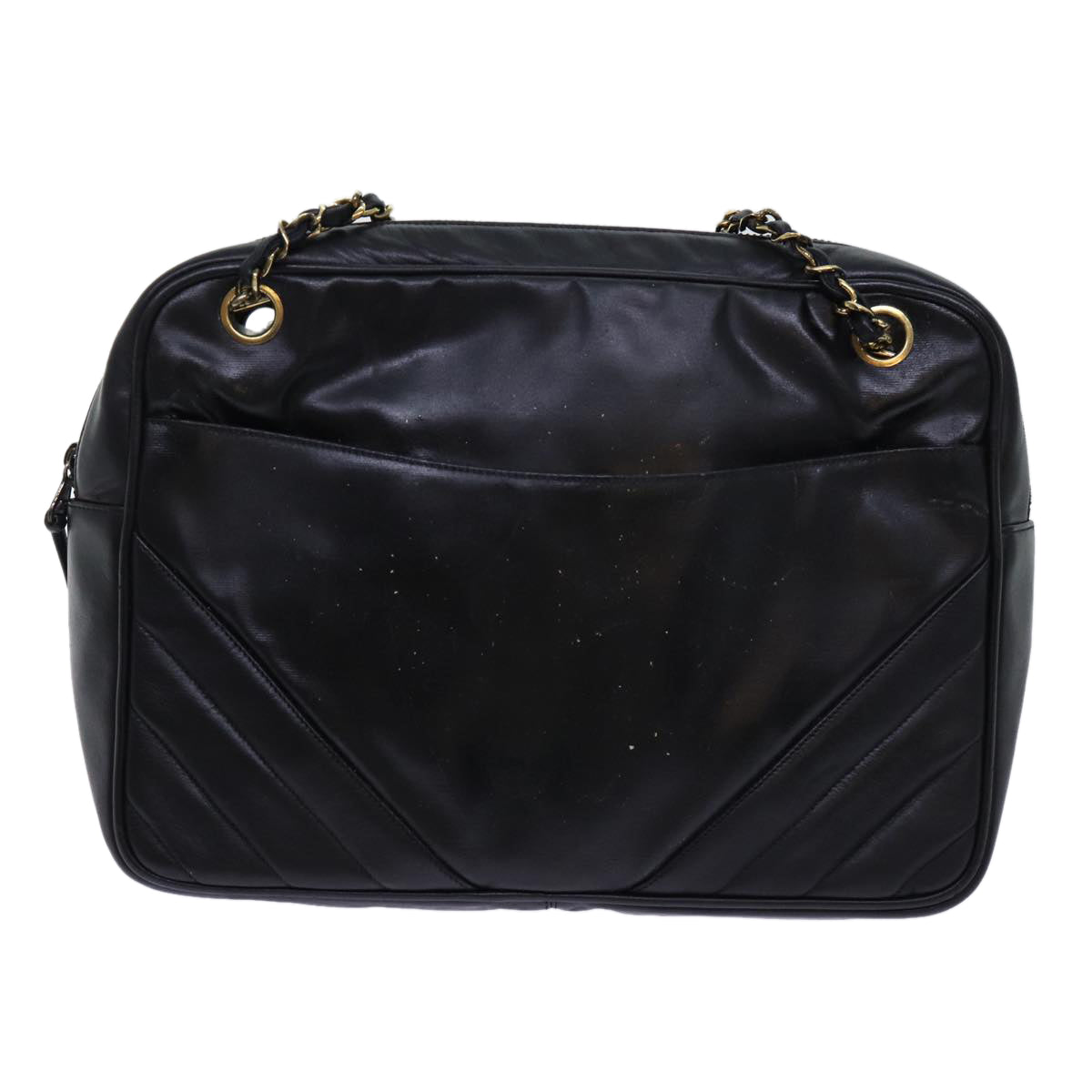 CHANEL Matelasse Chain Shoulder Bag Leather Black CC bs13119