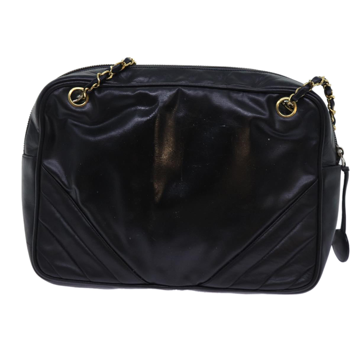 CHANEL Matelasse Chain Shoulder Bag Leather Black CC bs13119