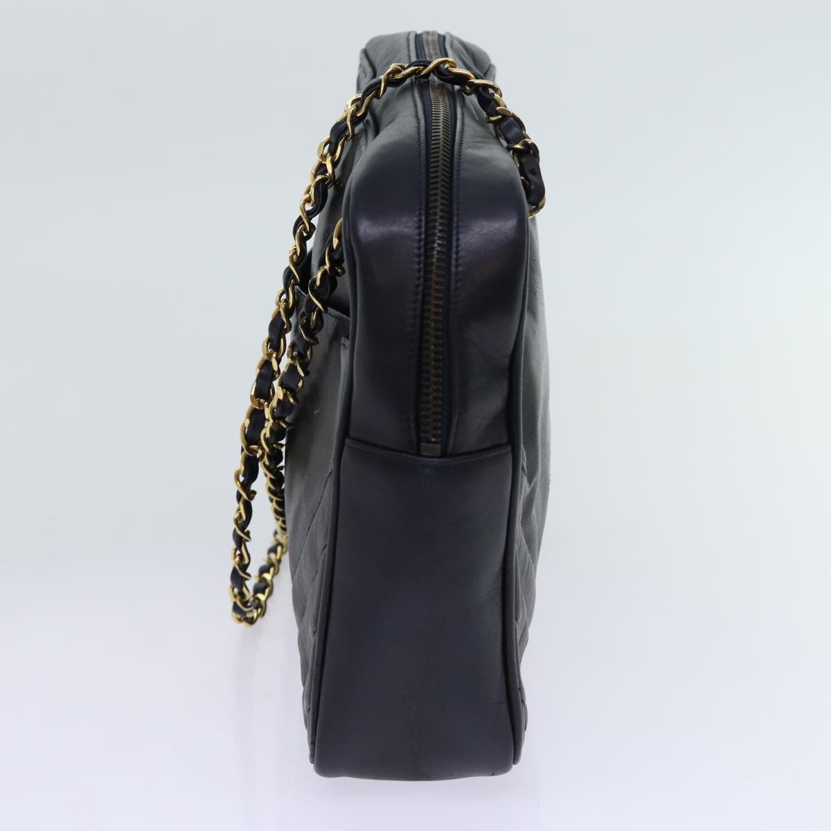 CHANEL Matelasse Chain Shoulder Bag Leather Black CC bs13119