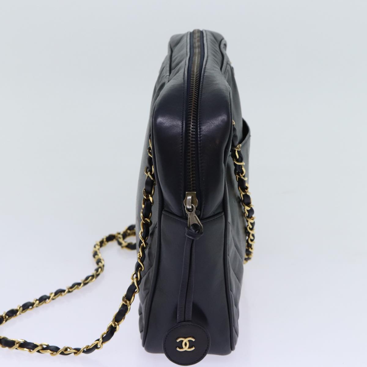 CHANEL Matelasse Chain Shoulder Bag Leather Black CC bs13119