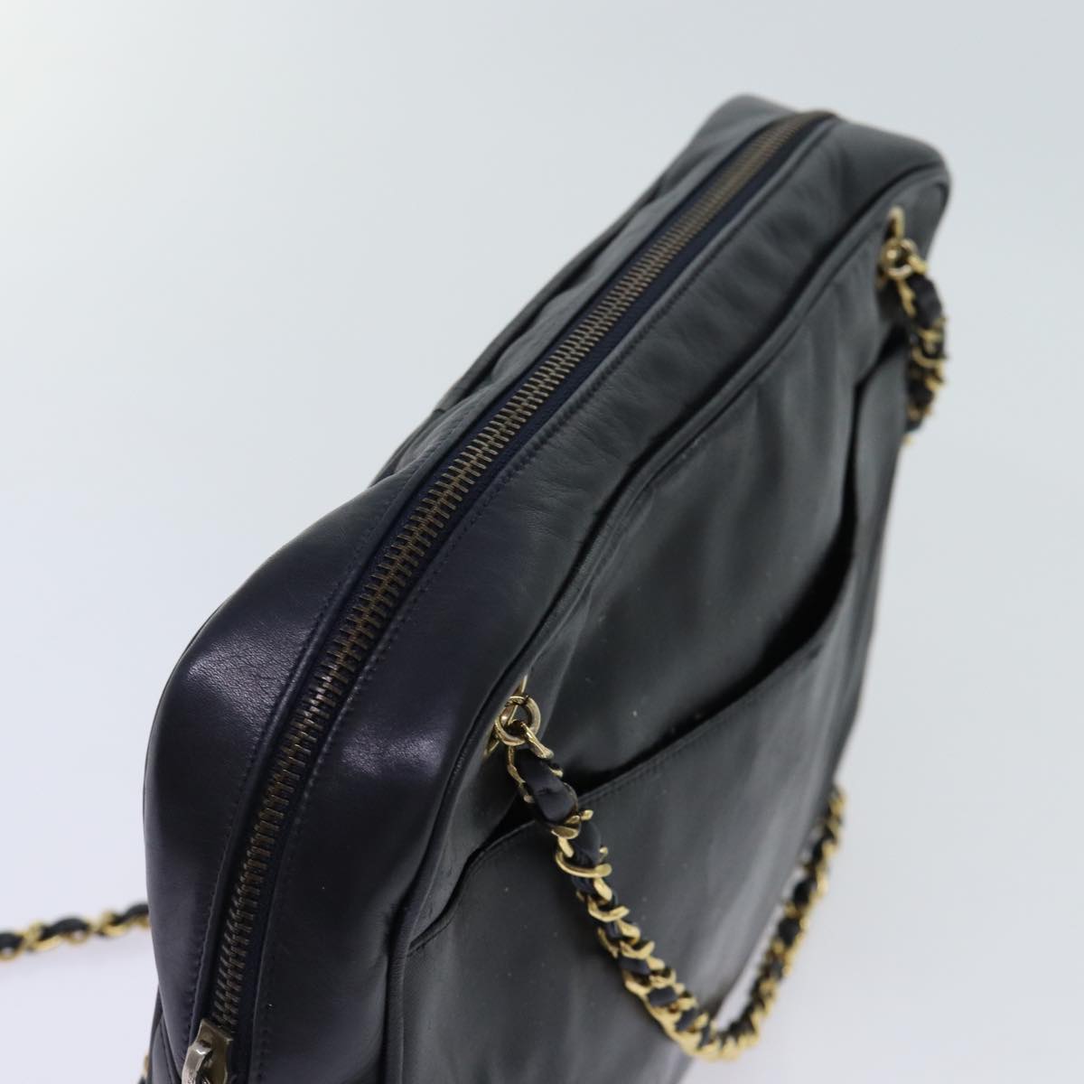 CHANEL Matelasse Chain Shoulder Bag Leather Black CC bs13119