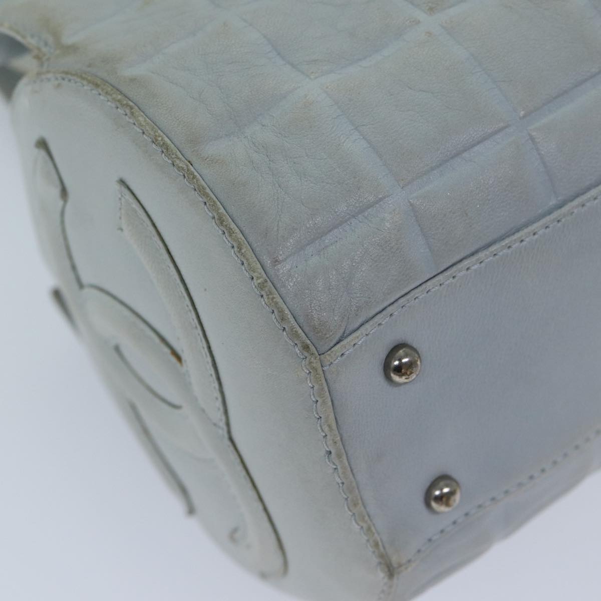 CHANEL COCO Mark Choco Bar Shoulder Bag Lamb Skin Blue CC bs13362