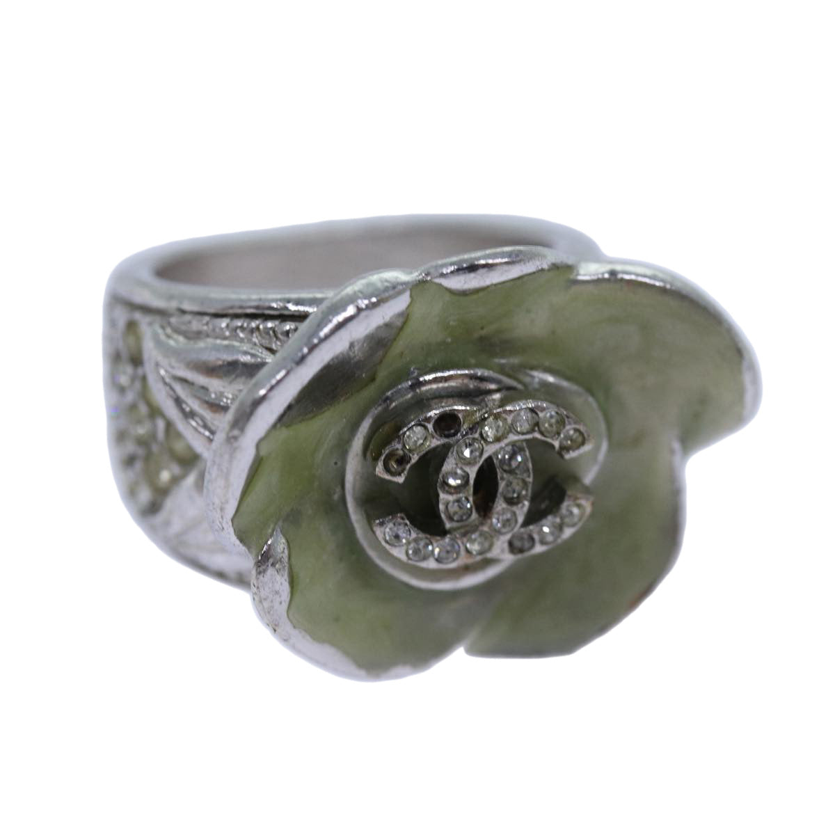 CHANEL COCO Mark Ring metal Silver CC bs13494