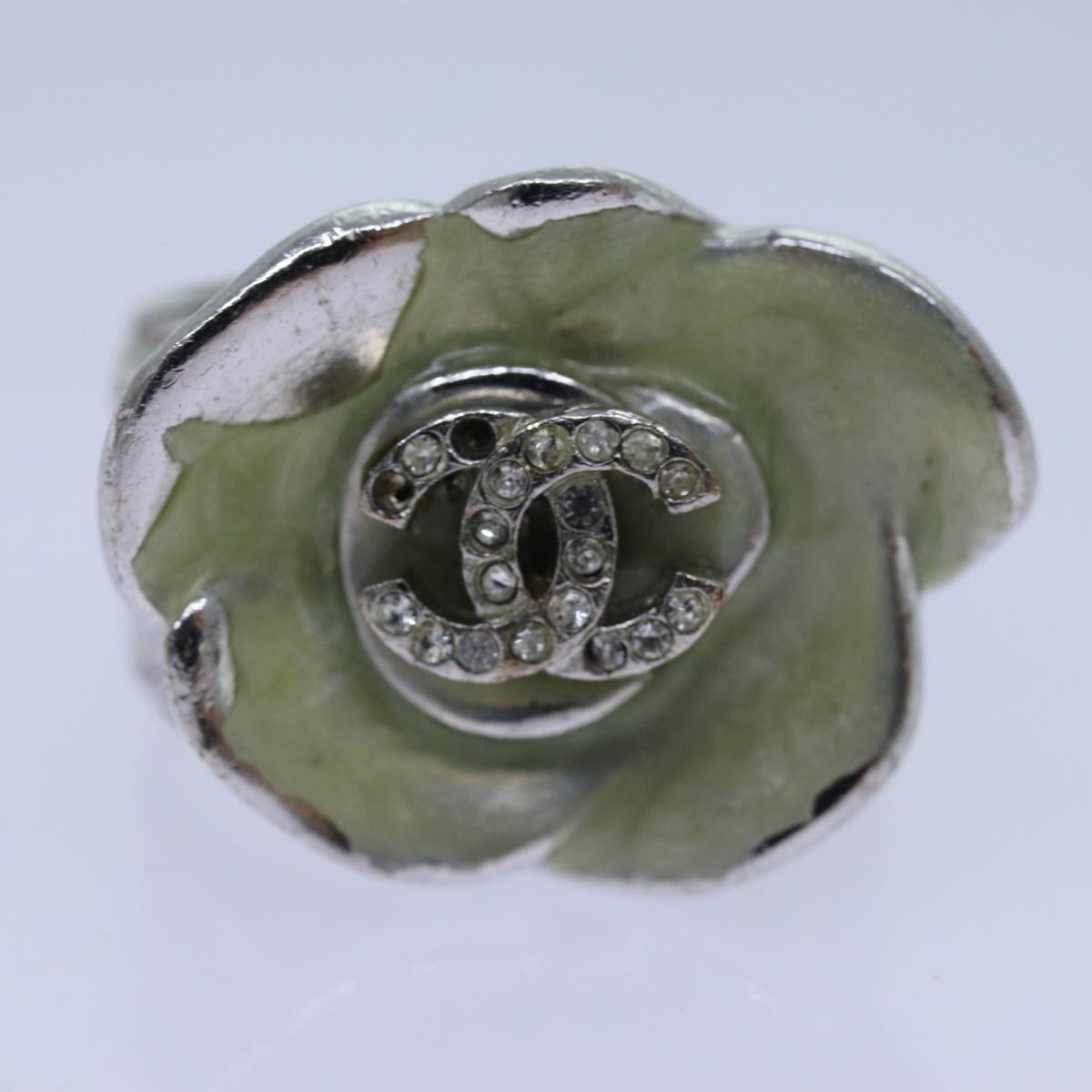 CHANEL COCO Mark Ring metal Silver CC bs13494