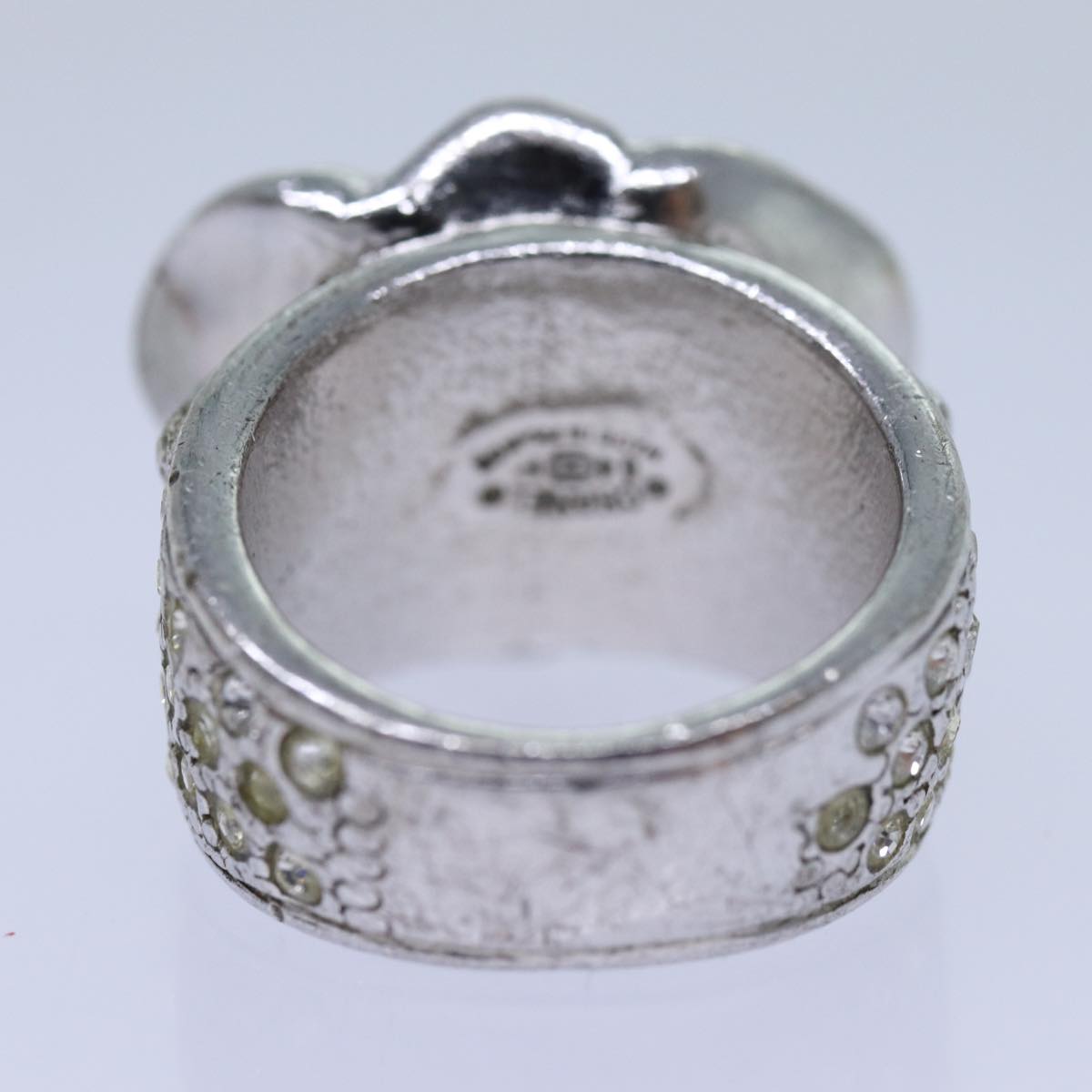 CHANEL COCO Mark Ring metal Silver CC bs13494