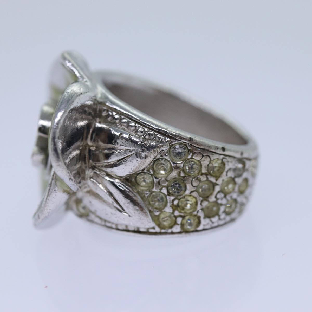 CHANEL COCO Mark Ring metal Silver CC bs13494