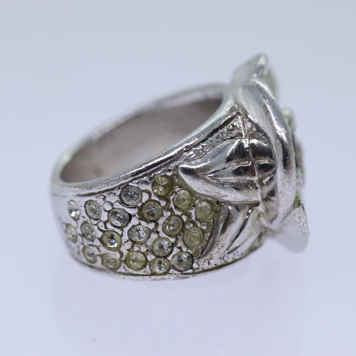 CHANEL COCO Mark Ring metal Silver CC bs13494