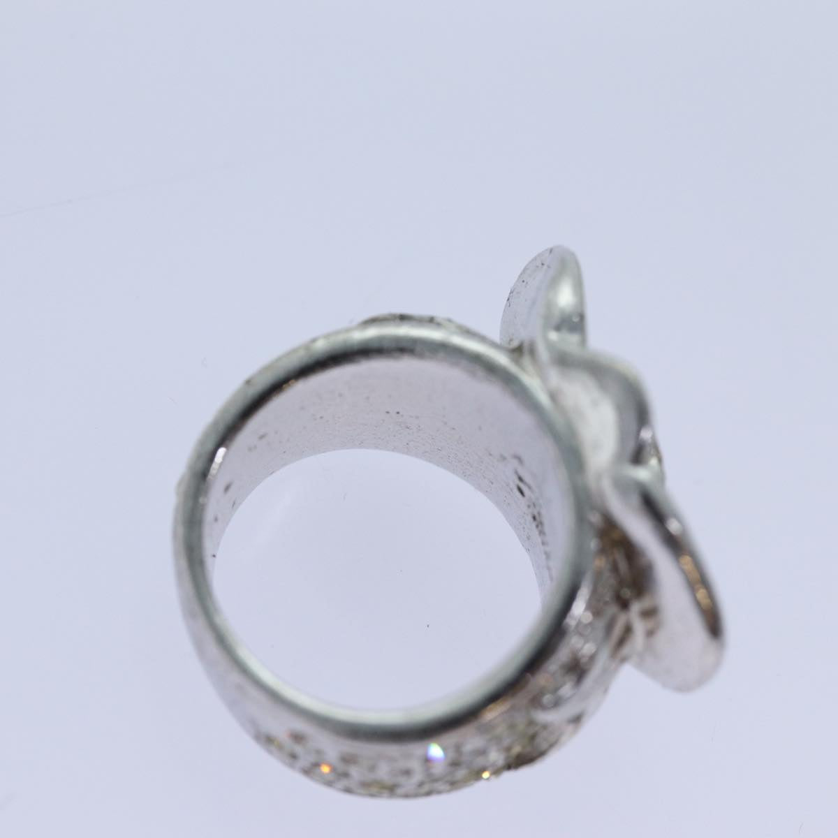 CHANEL COCO Mark Ring metal Silver CC bs13494