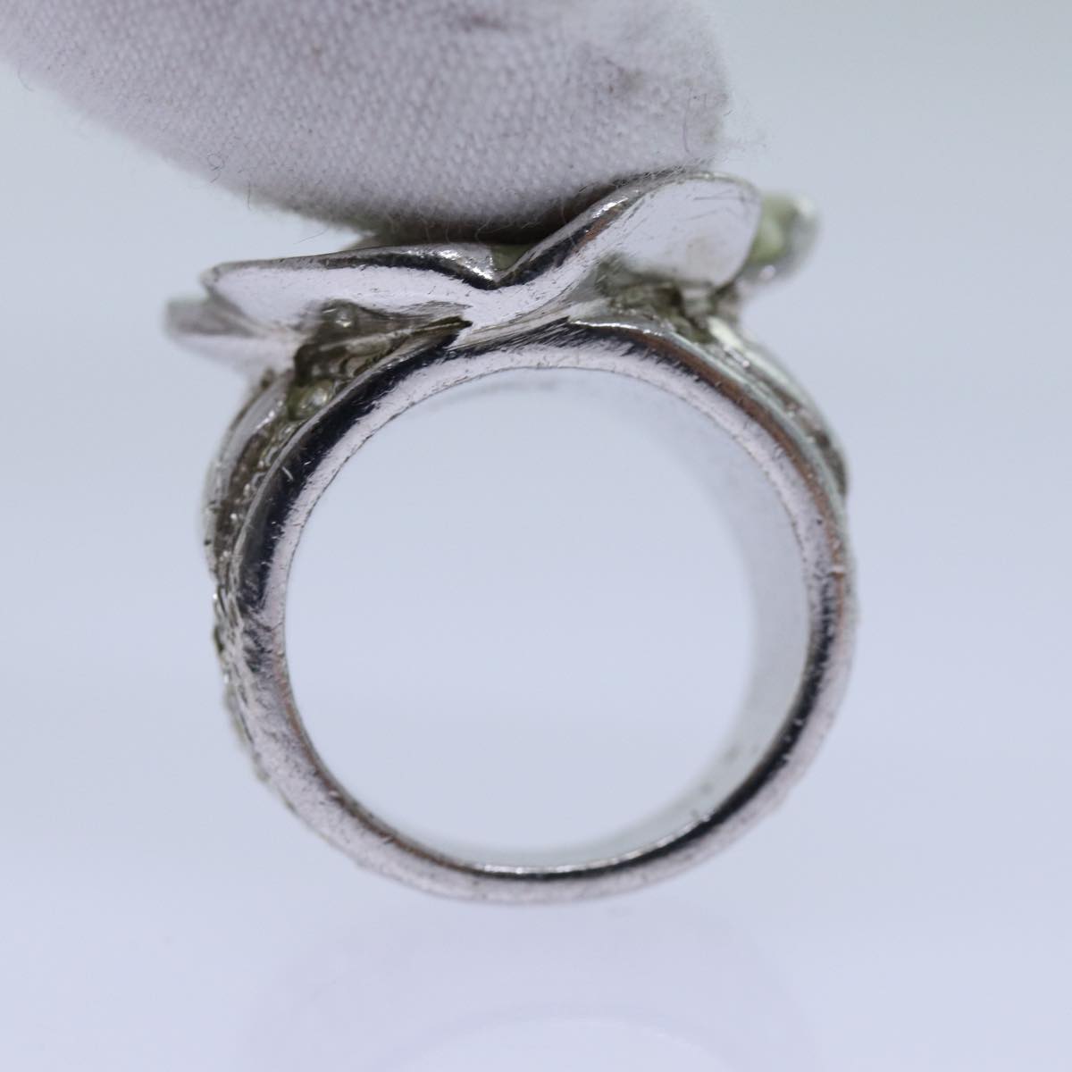 CHANEL COCO Mark Ring metal Silver CC bs13494