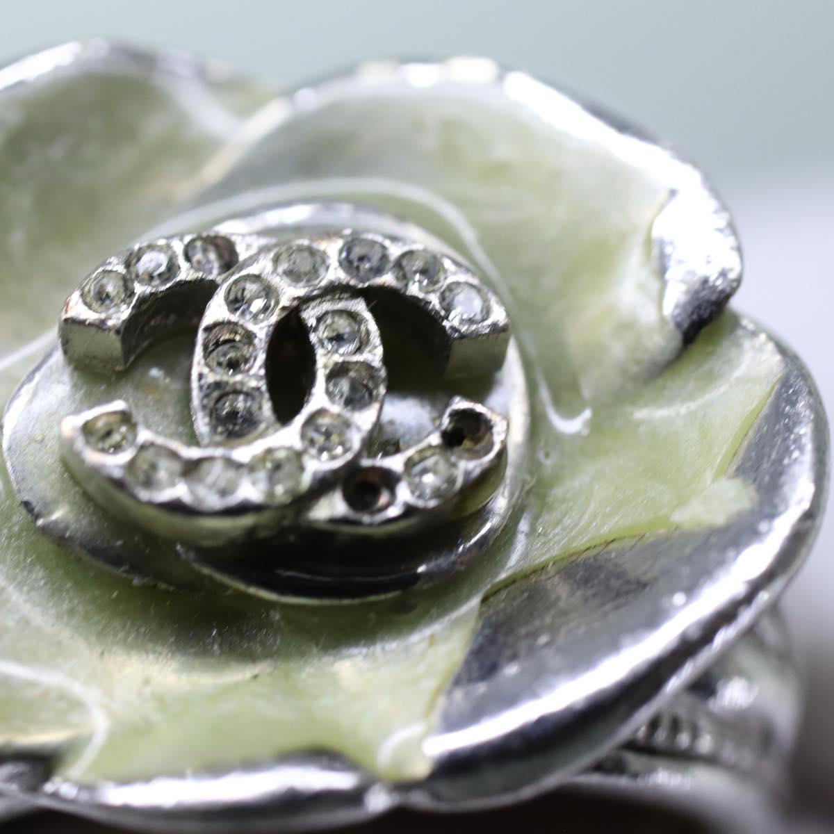 CHANEL COCO Mark Ring metal Silver CC bs13494