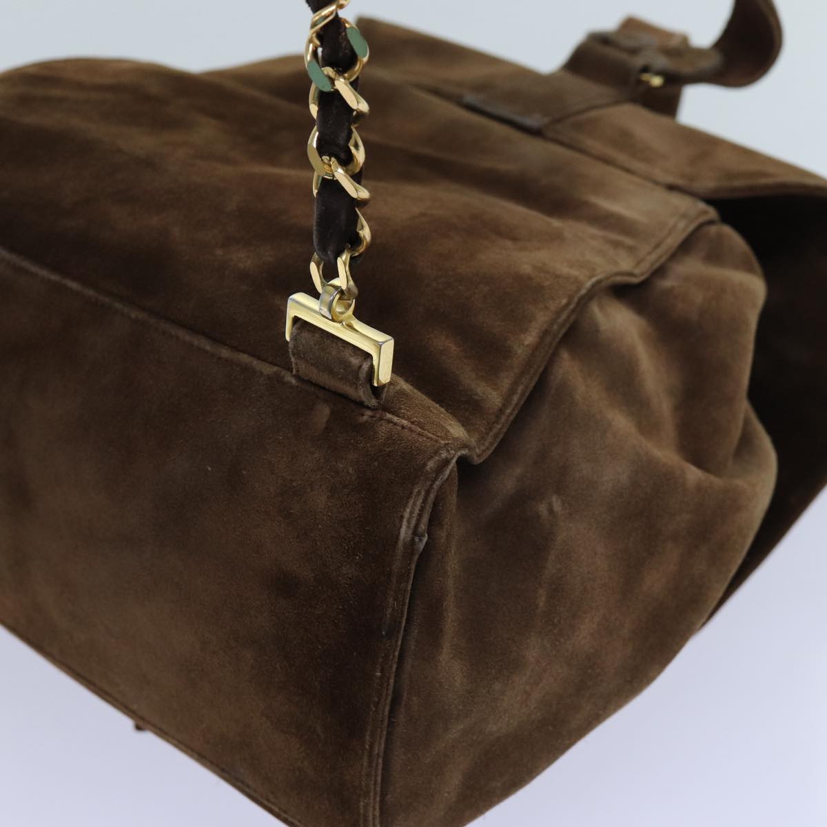 CHANEL COCO Mark Backpack Suede Brown CC bs13597