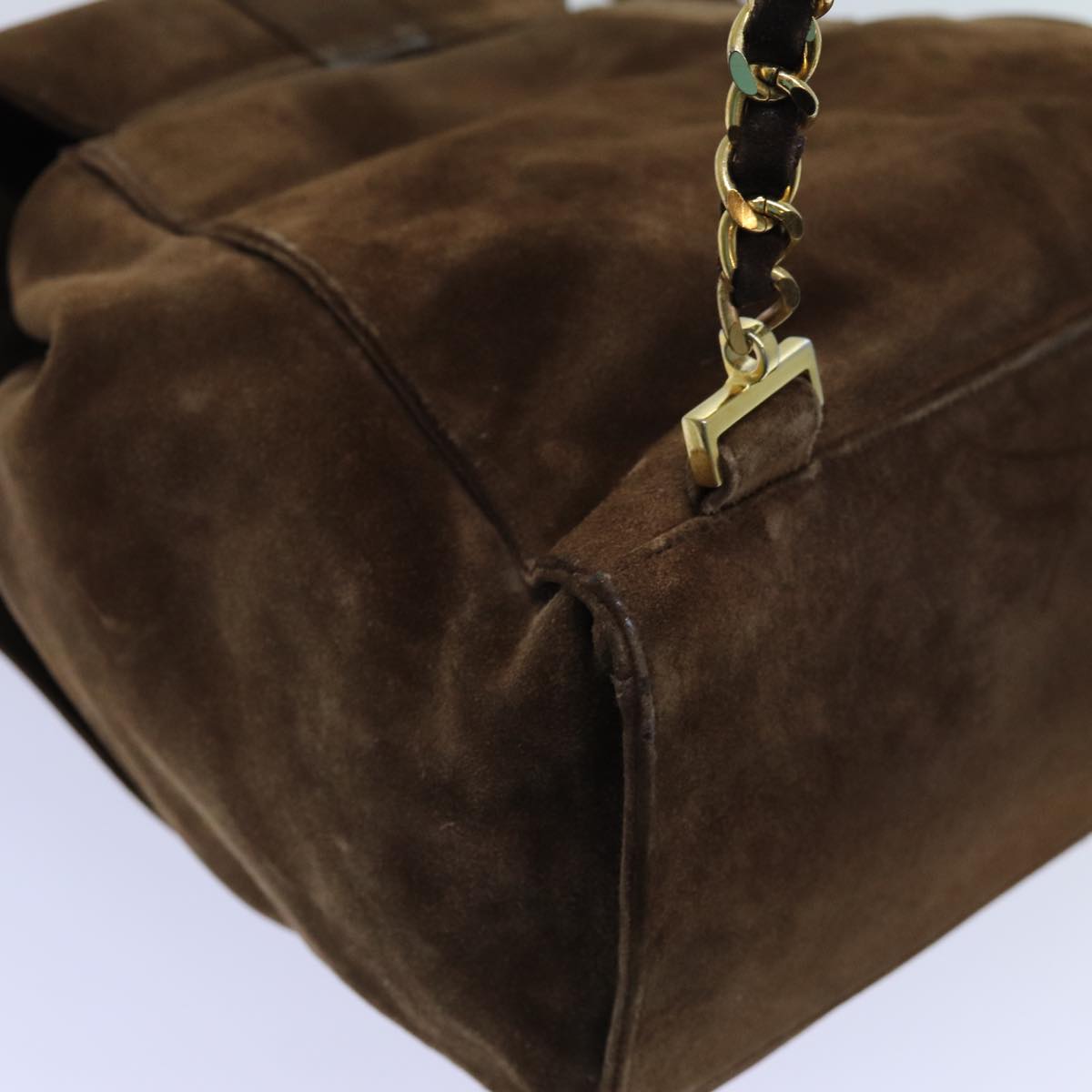 CHANEL COCO Mark Backpack Suede Brown CC bs13597