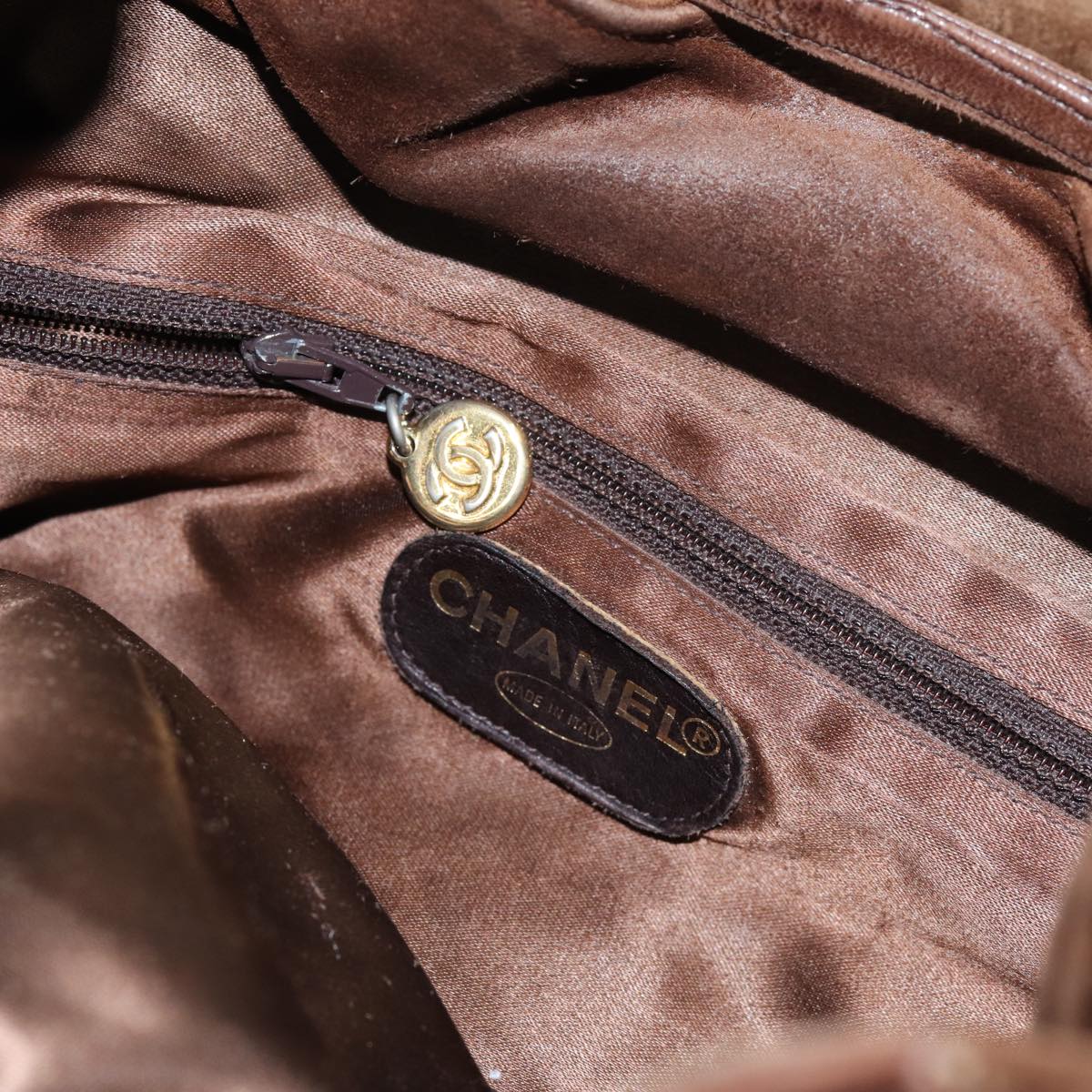 CHANEL COCO Mark Backpack Suede Brown CC bs13597