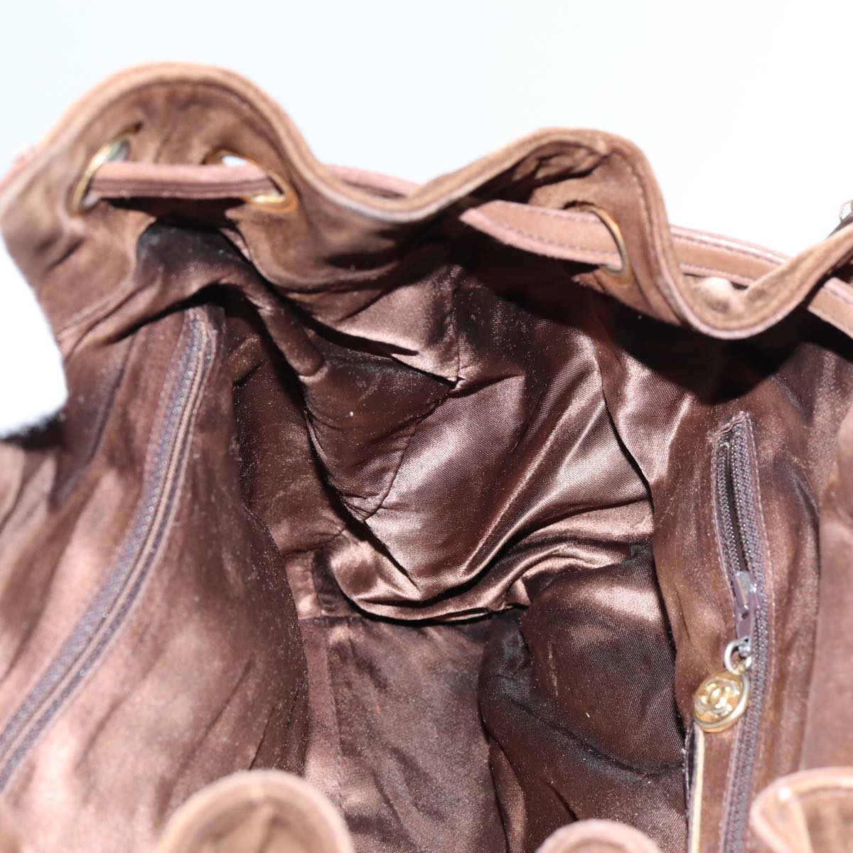 CHANEL COCO Mark Backpack Suede Brown CC bs13597