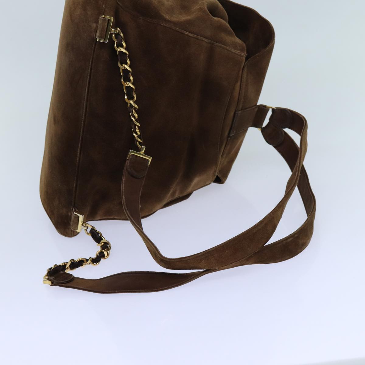 CHANEL COCO Mark Backpack Suede Brown CC bs13597