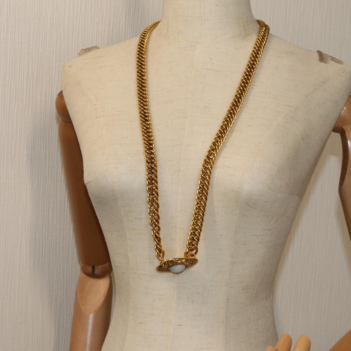 CHANEL Chain Pearl Belt metal Gold CC bs13679